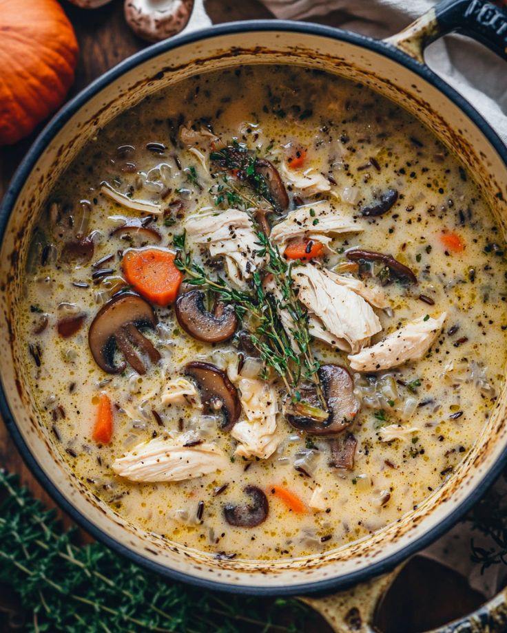 Chicken and Mushroom Wild Rice Soup