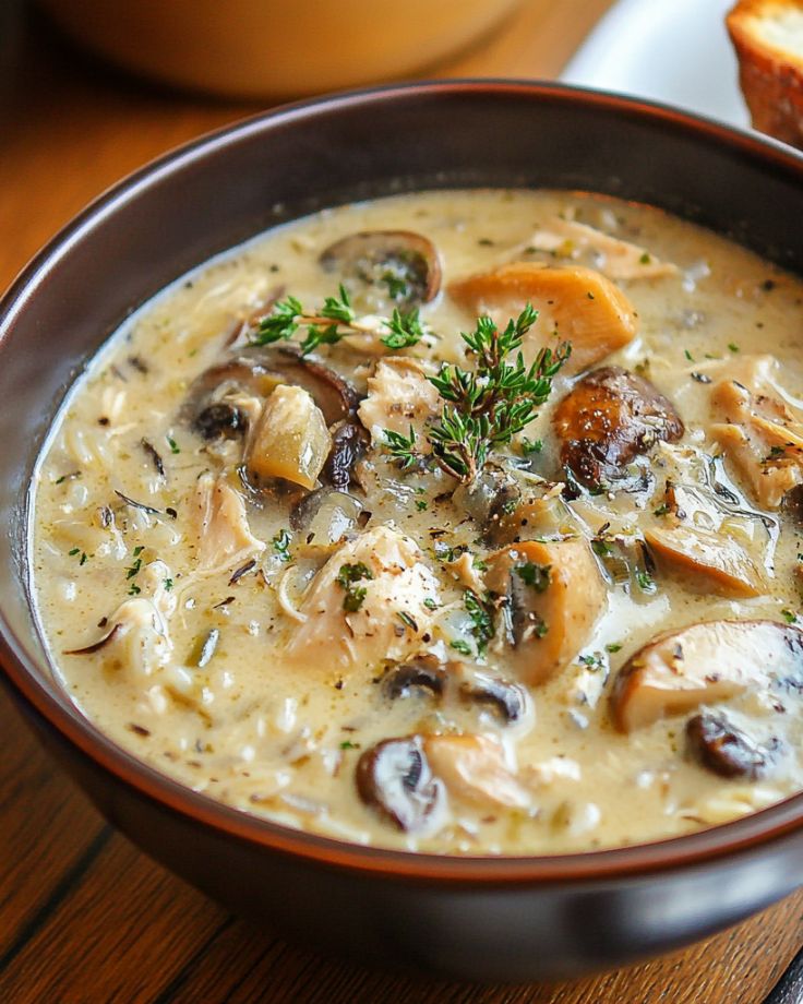 Creamy Mushroom Chicken & Wild Rice Soup