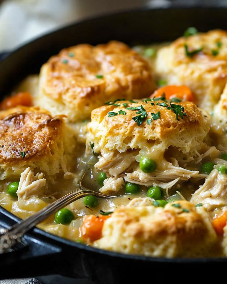 Easy Chicken Pot Pie with Biscuit Crust