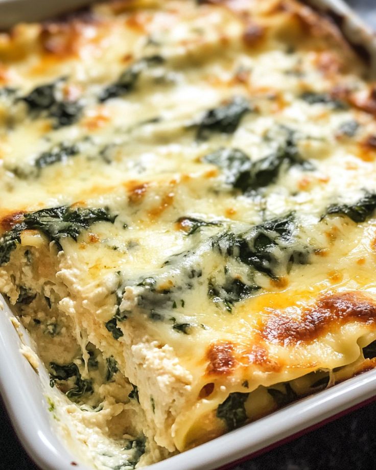 Creamy White Chicken and Spinach Lasagna