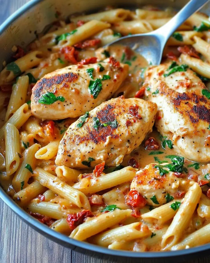 One-Pan Tomato & Spinach Chicken Pasta 4