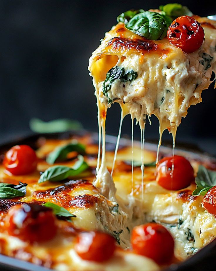 White Chicken Caprese Lasagna
