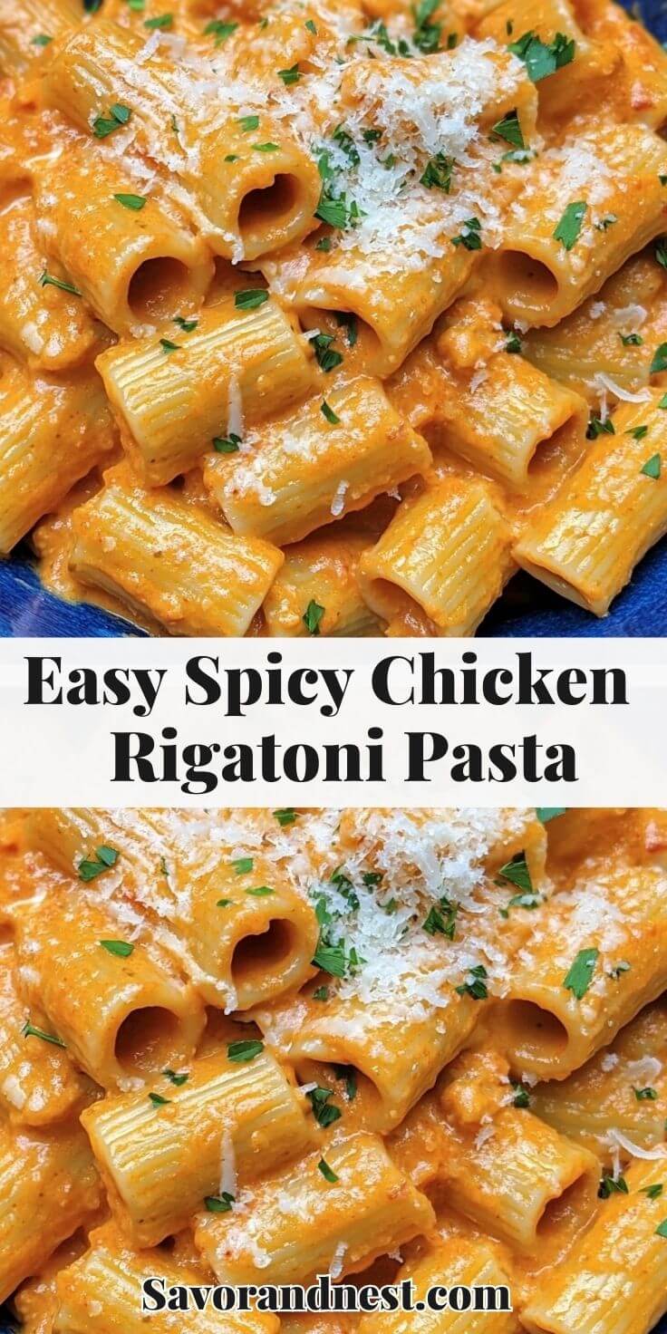 Easy Spicy Chicken Rigatoni Pasta – savorandnest.com