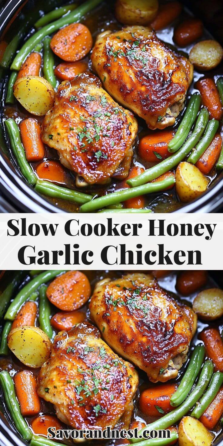 Slow Cooker Honey Garlic Chicken – savorandnest.com