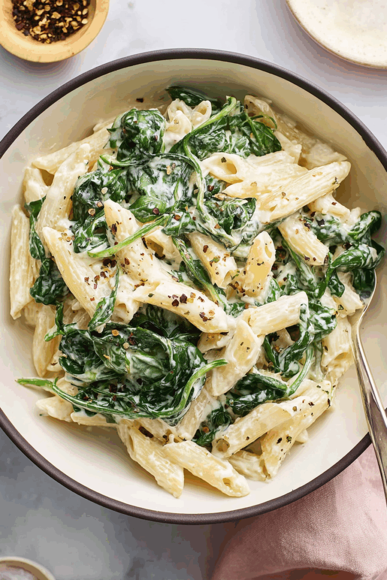 Quick Easy Pasta with Spinach Sauce 3