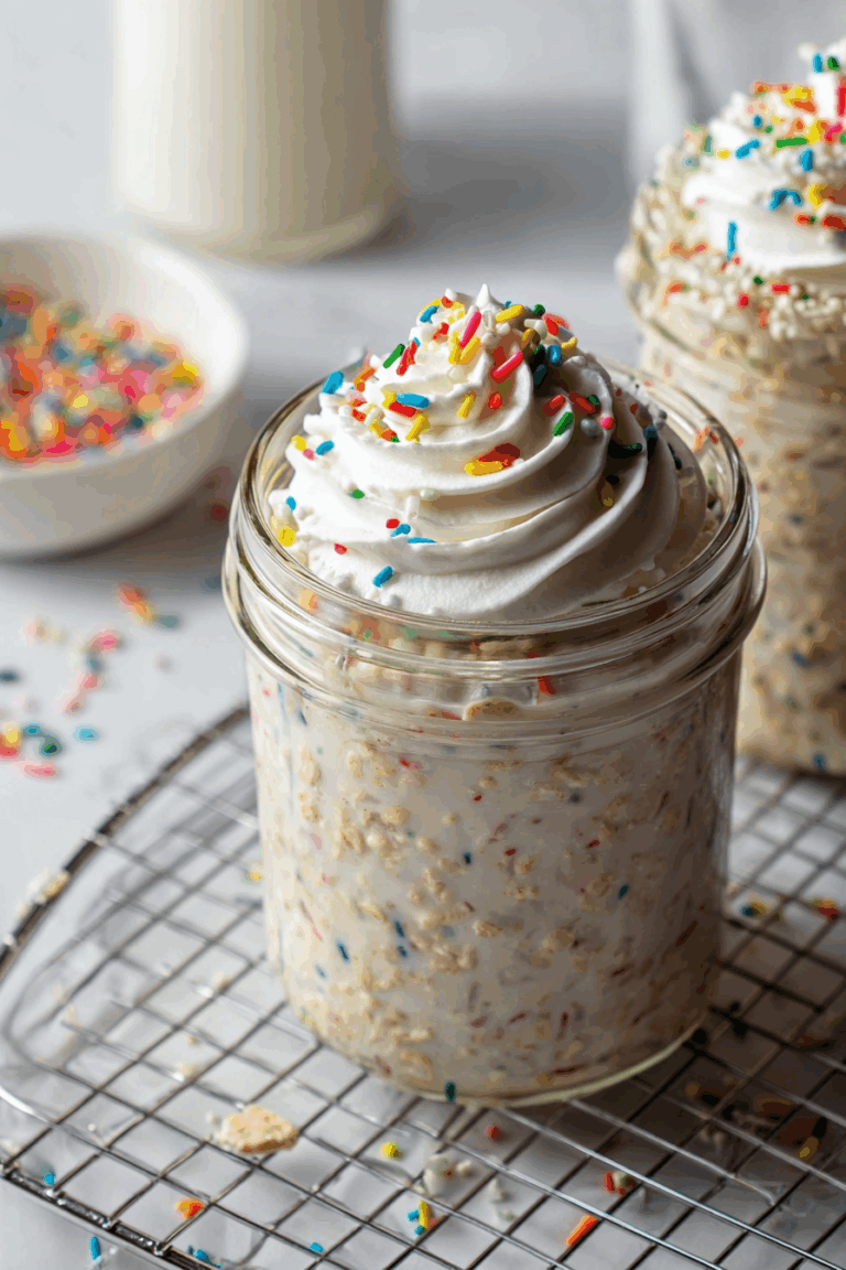 How To Make Birthday Cake Overnight Oats 3
