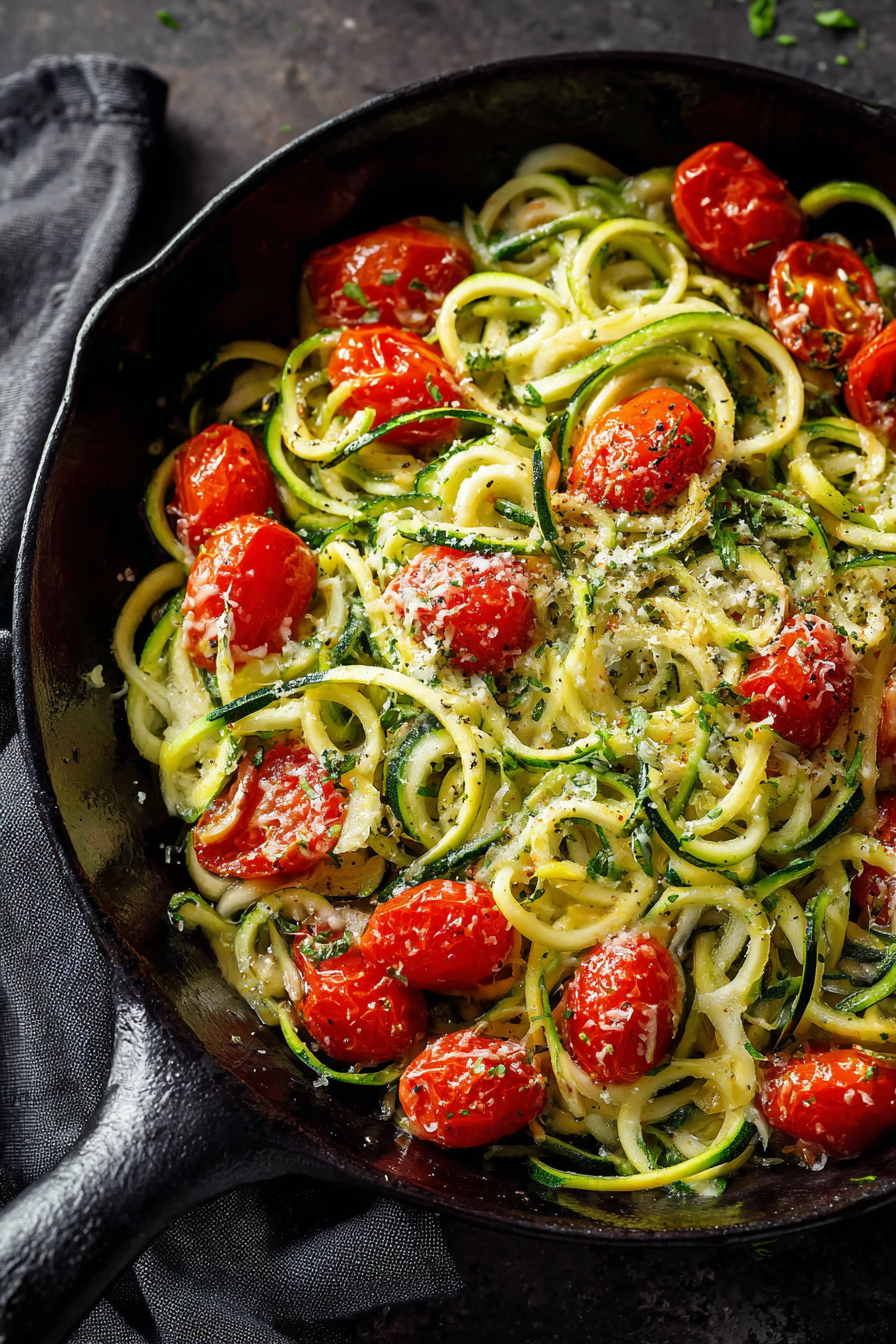 Italian-Style Zucchini Noodles with Garlic, Tomato & Parmesan 1