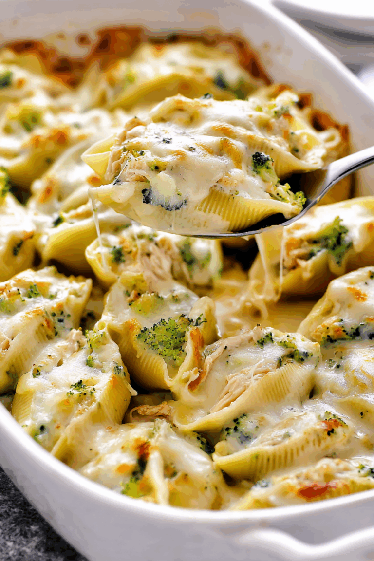 Creamy Chicken and Broccoli Alfredo Stuffed Shells 1