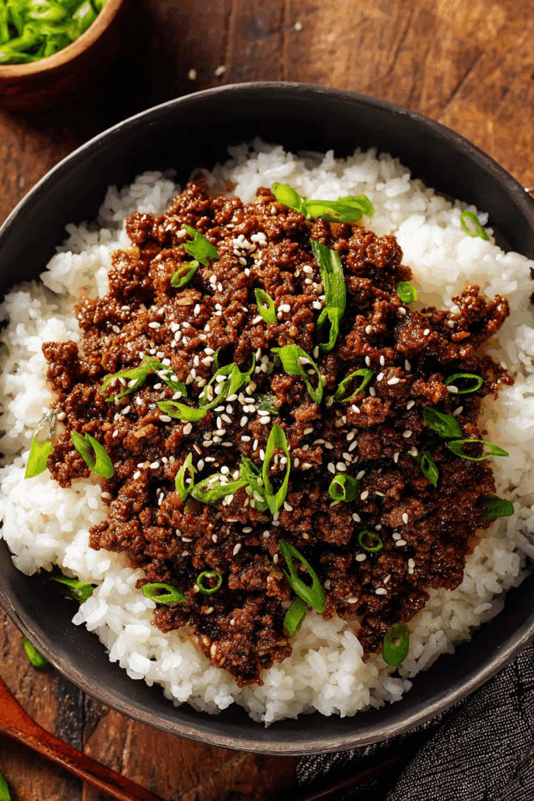 Easy 25-Minute Korean Ground Beef Rice Bowl 1