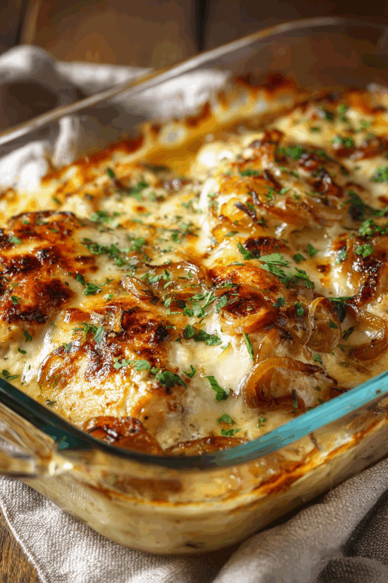 Oven Baked Chicken with Caramelized Onions and Cheese 1