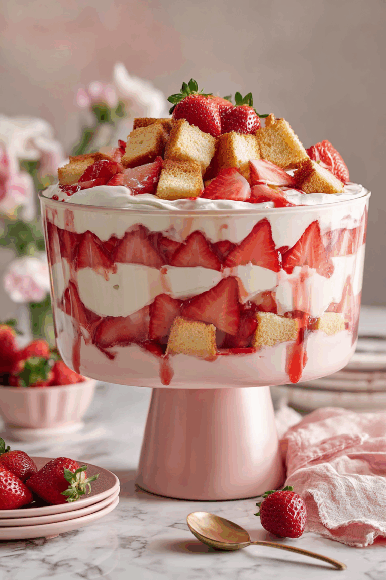 Easy Strawberry Layered Dessert with Pound Cake 7