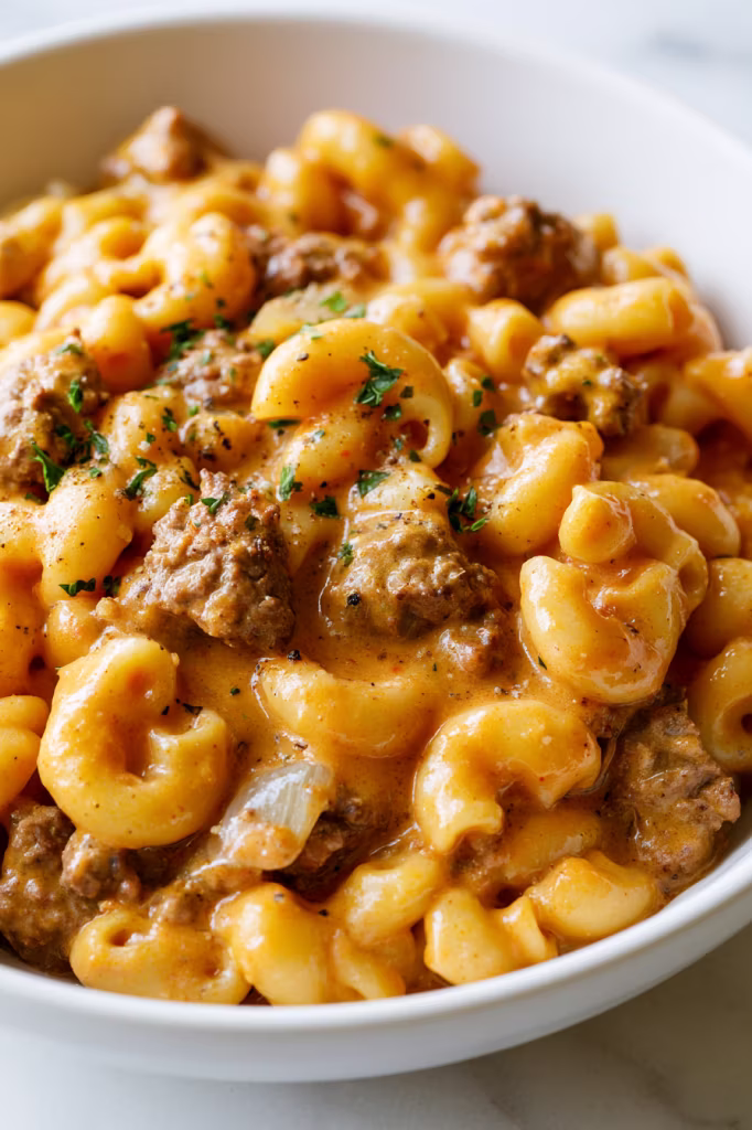 One-Pot Cheeseburger Macaroni Casserole-